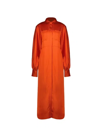 Iro Satin-finish Shirt Dress In Orange