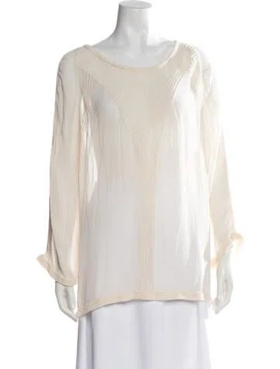 Pre-owned Iro Scoop Neck Long Sleeve Blouse In Neutrals