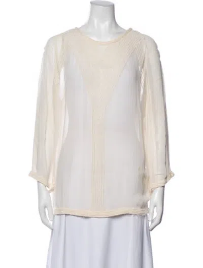 Pre-owned Iro Scoop Neck Long Sleeve Blouse W/ Tags In White
