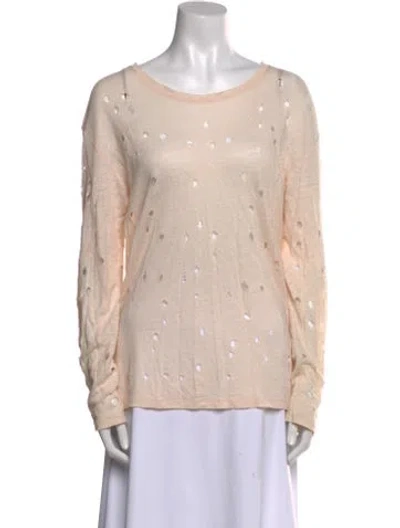 Pre-owned Iro Scoop Neck Long Sleeve Top In Neutral