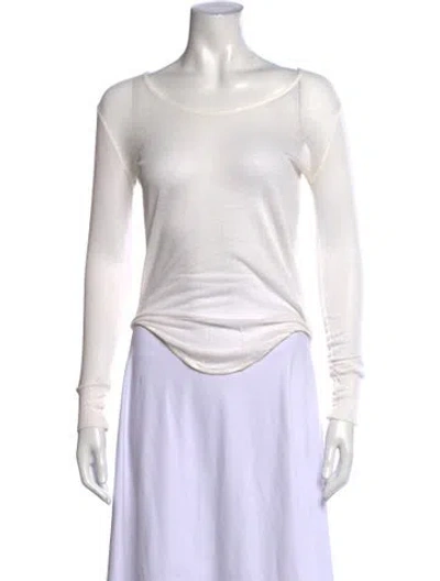 Pre-owned Iro Scoop Neck Long Sleeve Top In White