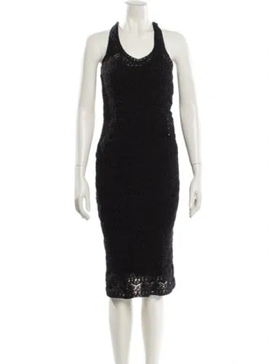 Pre-owned Iro Scoop Neck Midi Length Dress W/ Tags In Black