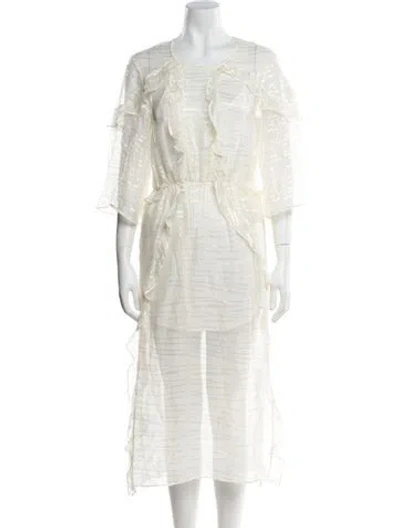 Pre-owned Iro Scoop Neck Midi Length Dress W/ Tags In White