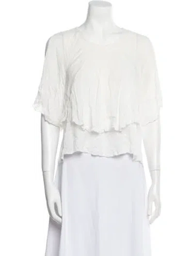 Pre-owned Iro Scoop Neck Short Sleeve Crop Top In White