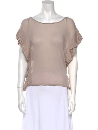 Pre-owned Iro Scoop Neck Short Sleeve Top In Neutral