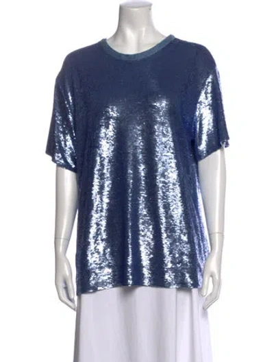Pre-owned Iro Scoop Neck Short Sleeve T-shirt In Blue