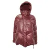 Iro Secured Button Hooded Down Jacket In Burgundy Polyamide In Red
