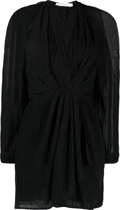 Iro Semi-sheer Draped Minidress In Black
