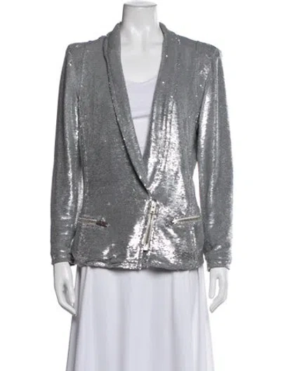 Pre-owned Iro Sequin Biker Jacket In Gray