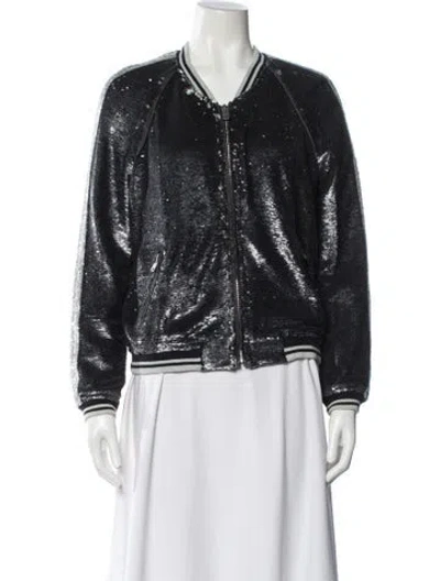 Pre-owned Iro Sequin Bomber Jacket In Black