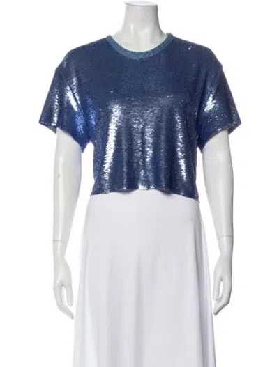 Pre-owned Iro Sequin Crew Neck Crop Top In Blue