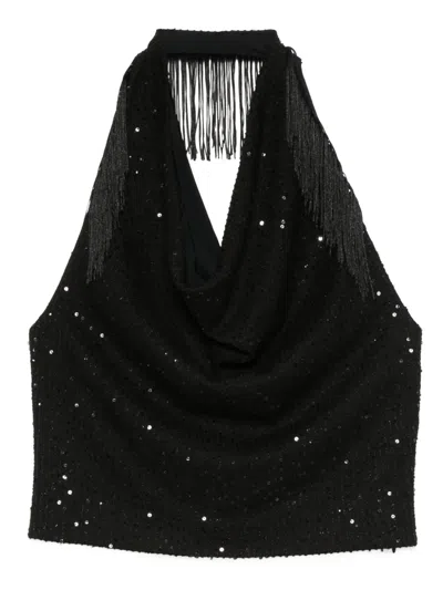 Iro Sequin-embellished Fringe Top In Black