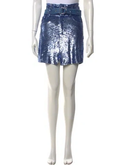 Pre-owned Iro Sequin Embellishments Mini Skirt In Blue