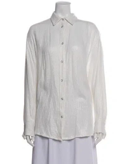 Pre-owned Iro Sequin Long Sleeve Blouse In White