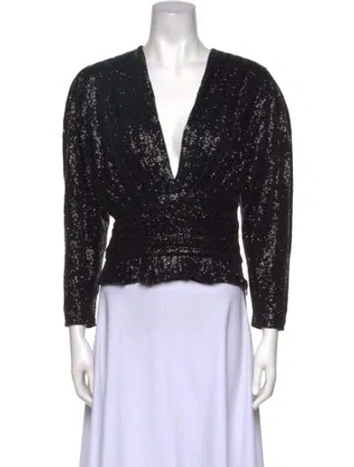 Pre-owned Iro Sequin V-neck Crop Top W/ Tags In Black