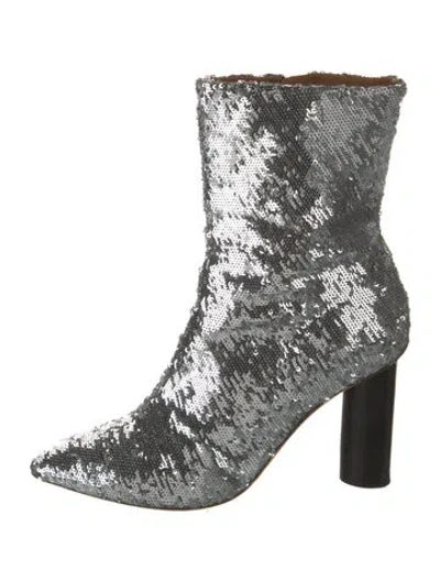 Pre-owned Iro Sequins Sequin Embellishments Combat Boots In Silver