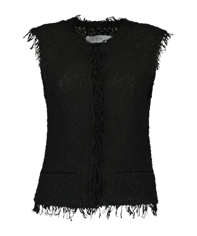 Iro Shanny Frayed Tweed Jacket In Black