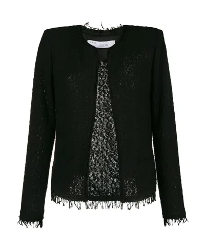 Iro Shavani Collarless Casual Jacket In Black