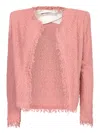 Iro Open-front Jacket With Fringed Edges In Pink
