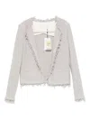 Iro Cotton Jacket With Textured Fabric And Frayed Edges In Gray