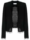 Iro Cotton Blend Collarless Jacket With Frayed Edges In Black