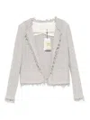 Iro Cotton Jacket With Textured Fabric And Frayed Edges In Gray