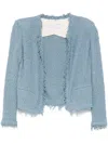 Iro Short Cotton Jacket Frayed Edges In Grey
