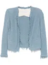 Iro Short Cotton Jacket Frayed Edges In Grey