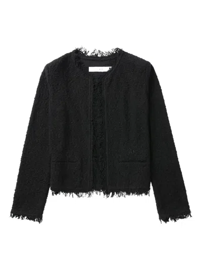 Iro Shavani Frayed Tweed Jacket In Black