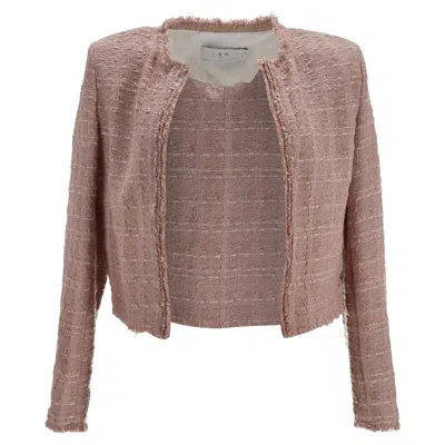 Iro Shavani Fringe Jacket In Pink Cotton In Brown