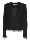 Iro Cotton Blend Collarless Jacket With Frayed Edges In Black