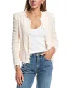 Iro Cotton Jacket Collarless Textured Fabric In Neutral