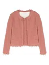 Iro Open-front Jacket With Fringed Edges In Nude & Neutrals