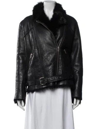 Pre-owned Iro Shearling Biker Jacket In Black
