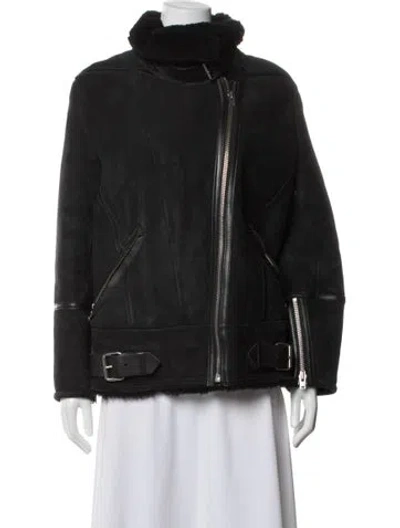 Pre-owned Iro Shearling Biker Jacket In Black