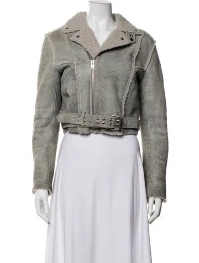 Pre-owned Iro Shearling Biker Jacket In Grey