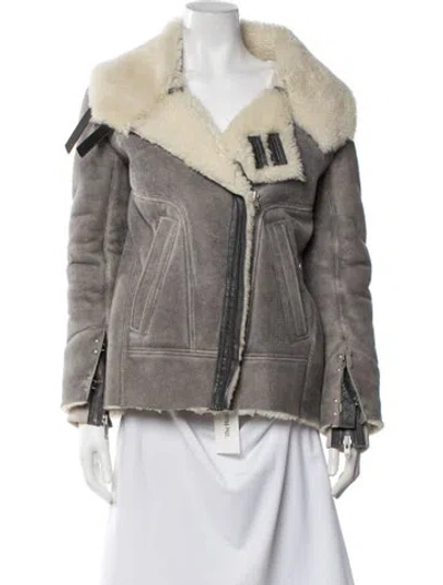 Pre-owned Iro Shearling Biker Jacket In Grey