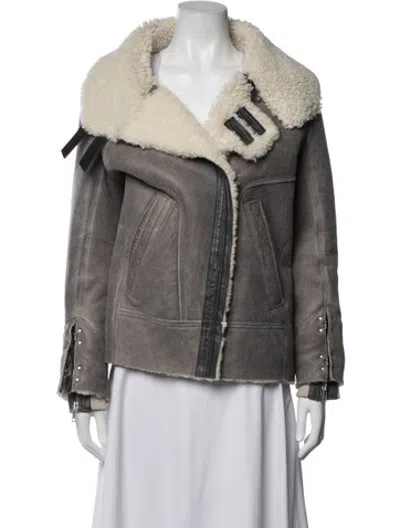 Pre-owned Iro Shearling Biker Jacket In Grey