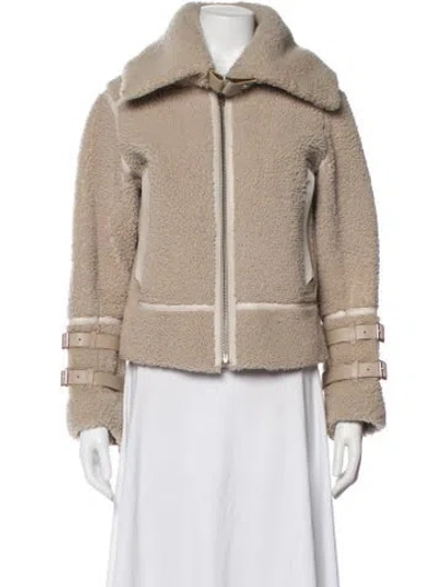 Pre-owned Iro Shearling Biker Jacket In Neutral