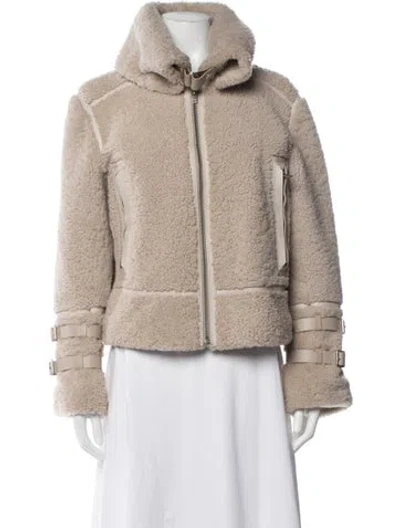 Pre-owned Iro Shearling Biker Jacket In Neutrals