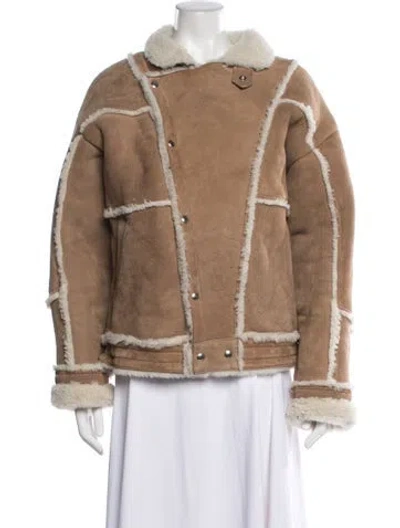 Pre-owned Iro Shearling Biker Jacket In Neutrals