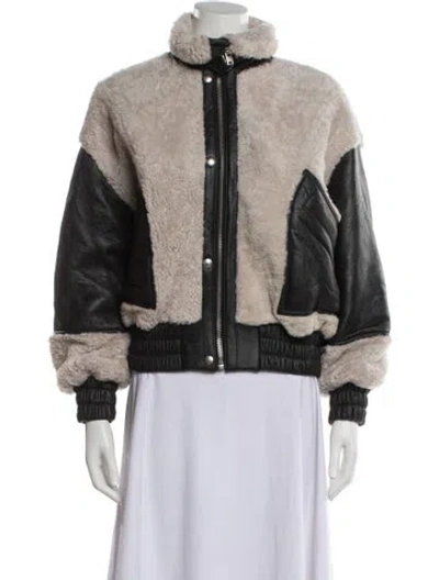 Pre-owned Iro Shearling Bomber Jacket In Neutral