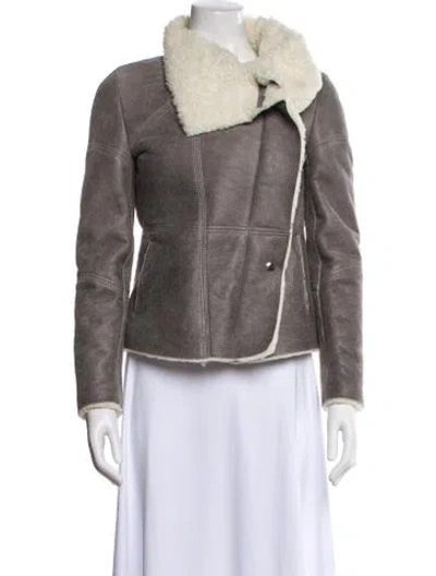 Pre-owned Iro Shearling Fur Jacket W/ Tags In Gray
