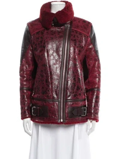 Pre-owned Iro Shearling Printed Faux Fur Jacket In Red