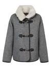 Iro Shearling Toggle Jacket In Gray