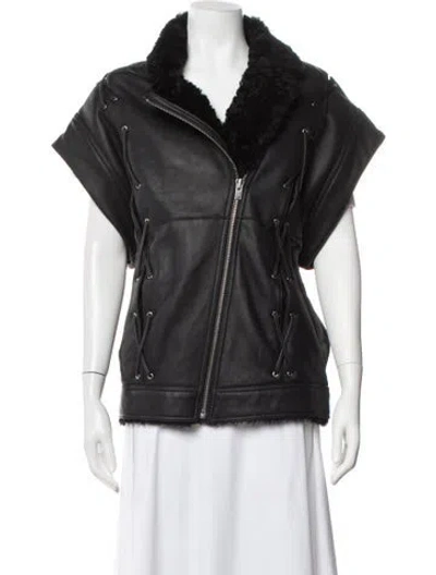 Pre-owned Iro Shearling Vest In Green