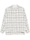 Iro Tweed Checkered Top High-low Hem In Beige