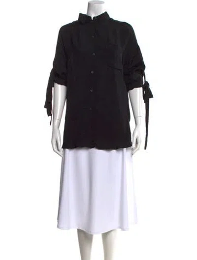 Pre-owned Iro Short Sleeve Button-up Top In Black