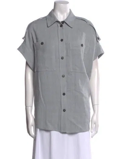 Pre-owned Iro Short Sleeve Button-up Top In Blue