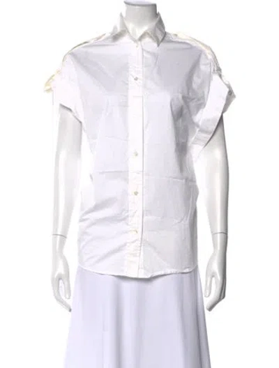 Pre-owned Iro Short Sleeve Button-up Top In White